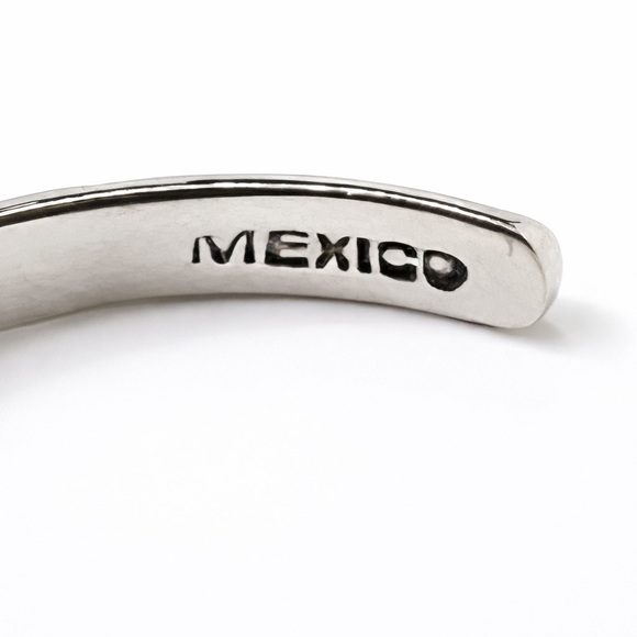 Vintage Taxco Mexico 925 Sterling Silver Leather Cuff Bracelet Artisan SZ 7-7.5 - Picture 6 of 10